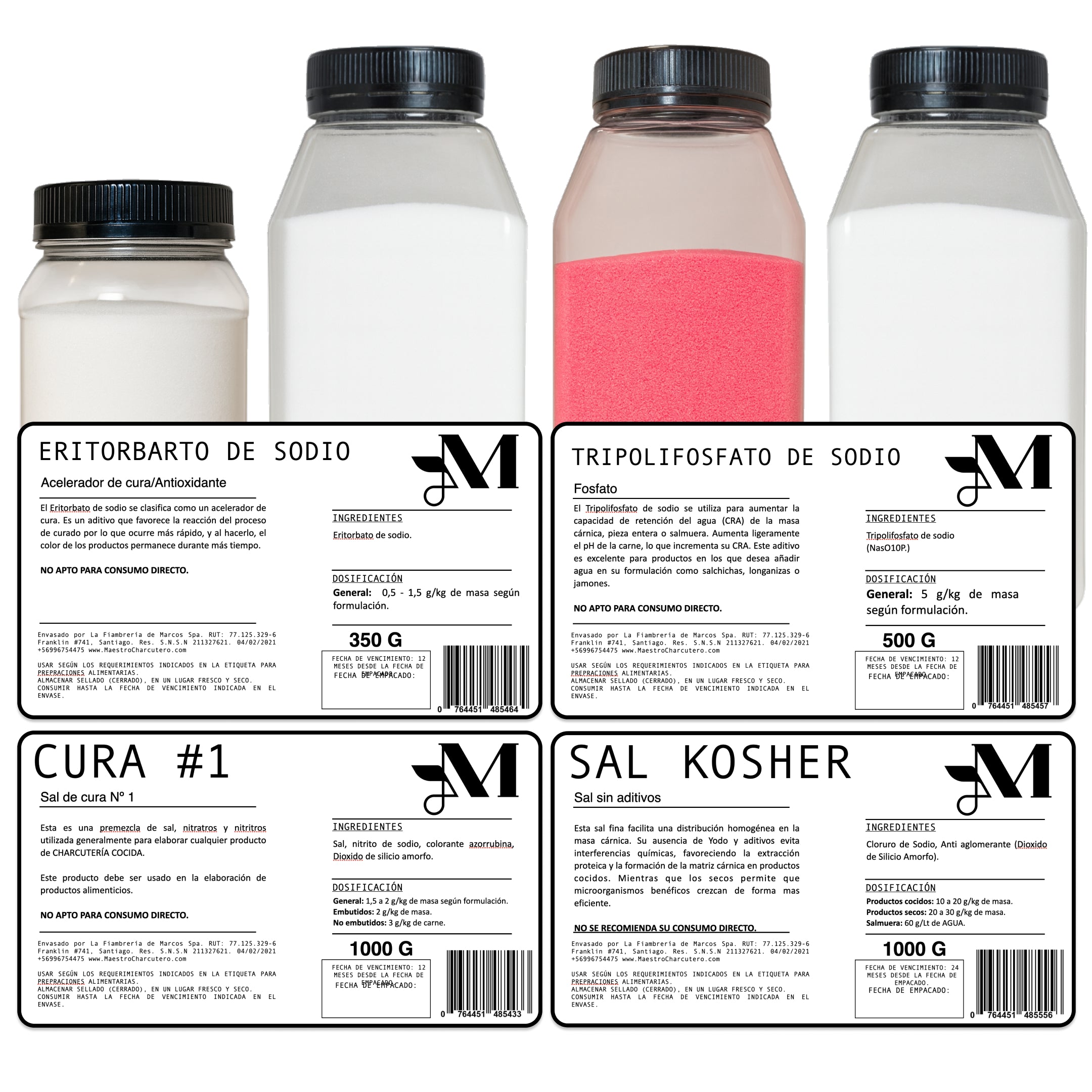 Kit Charcutería Cocida – Eritorbato + Fosfatos + Sal de Cura #1 + Sal Kosher