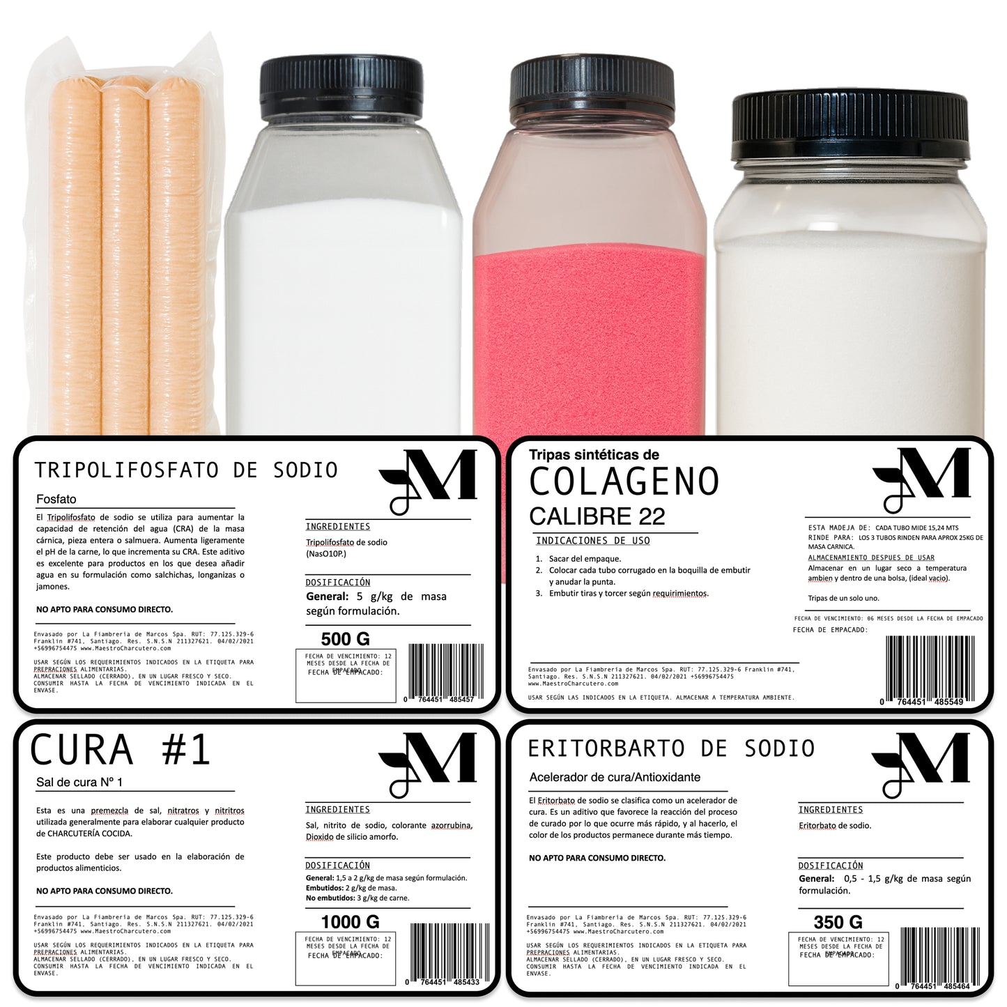 Kit Vienesas – Fosfatos (STPP) + Sal de Cura #1 + Eritorbato + Tripa de Colágeno 22 mm