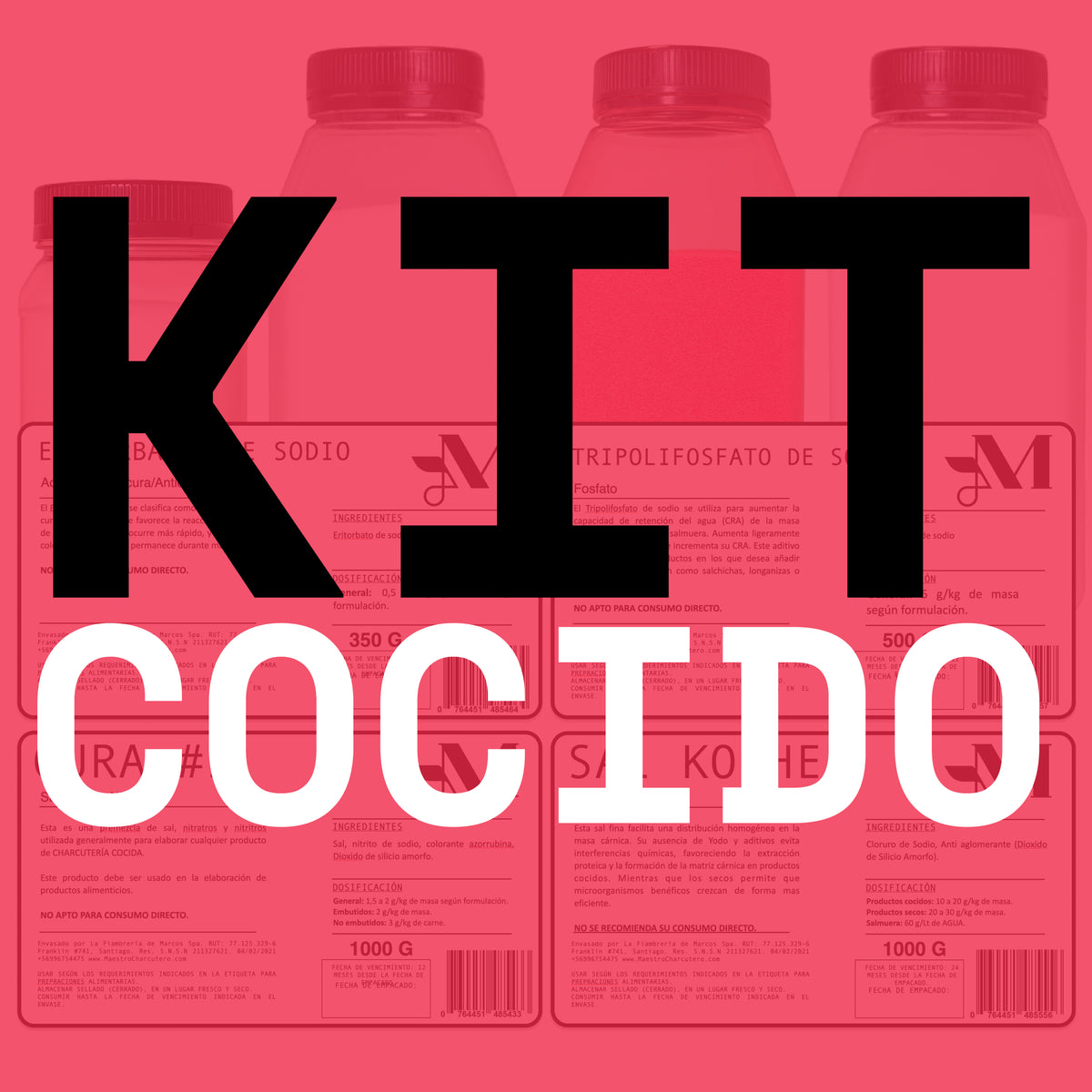 Kit Charcutería Cocida – Eritorbato + Fosfatos + Sal de Cura #1 + Sal Kosher