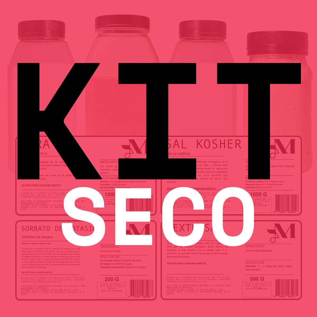 Kit Charcutería Seca – Cura #2 + Sal Kosher + Dextrosa + Sorbato de Potasio
