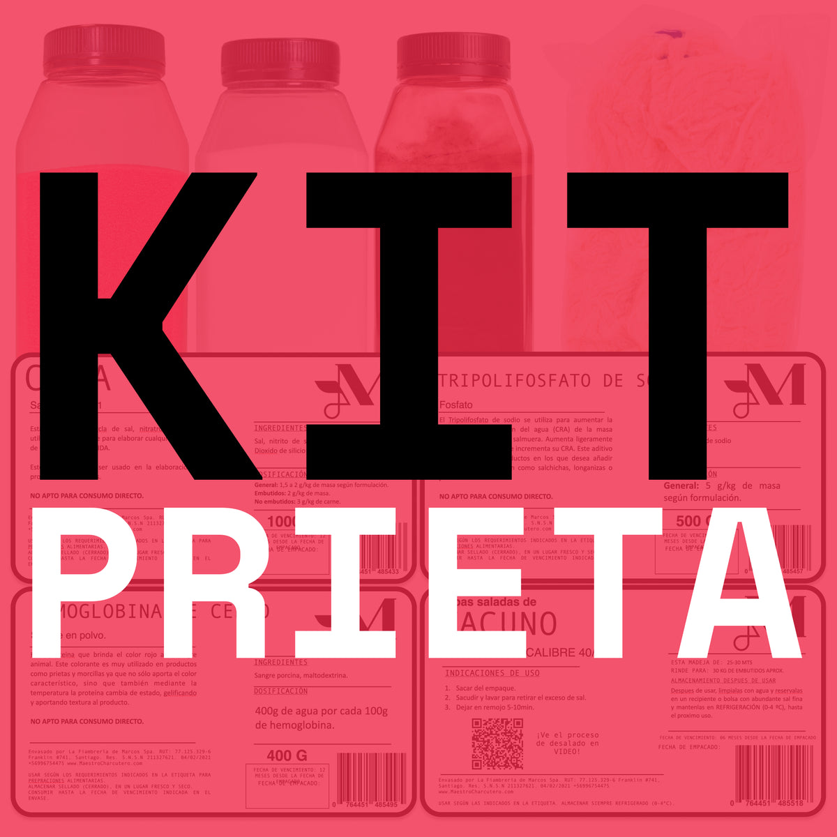 Kit Prieta – Sal de Cura #1 + Fosfatos (STPP) + Hemoglobina + Tripa/Orilla de Vacuno 40/43