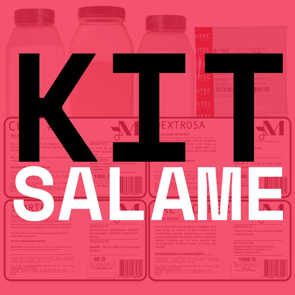Kit Salame – Cura #2 + Dextrosa + Cultivo Iniciador + Sal Kosher