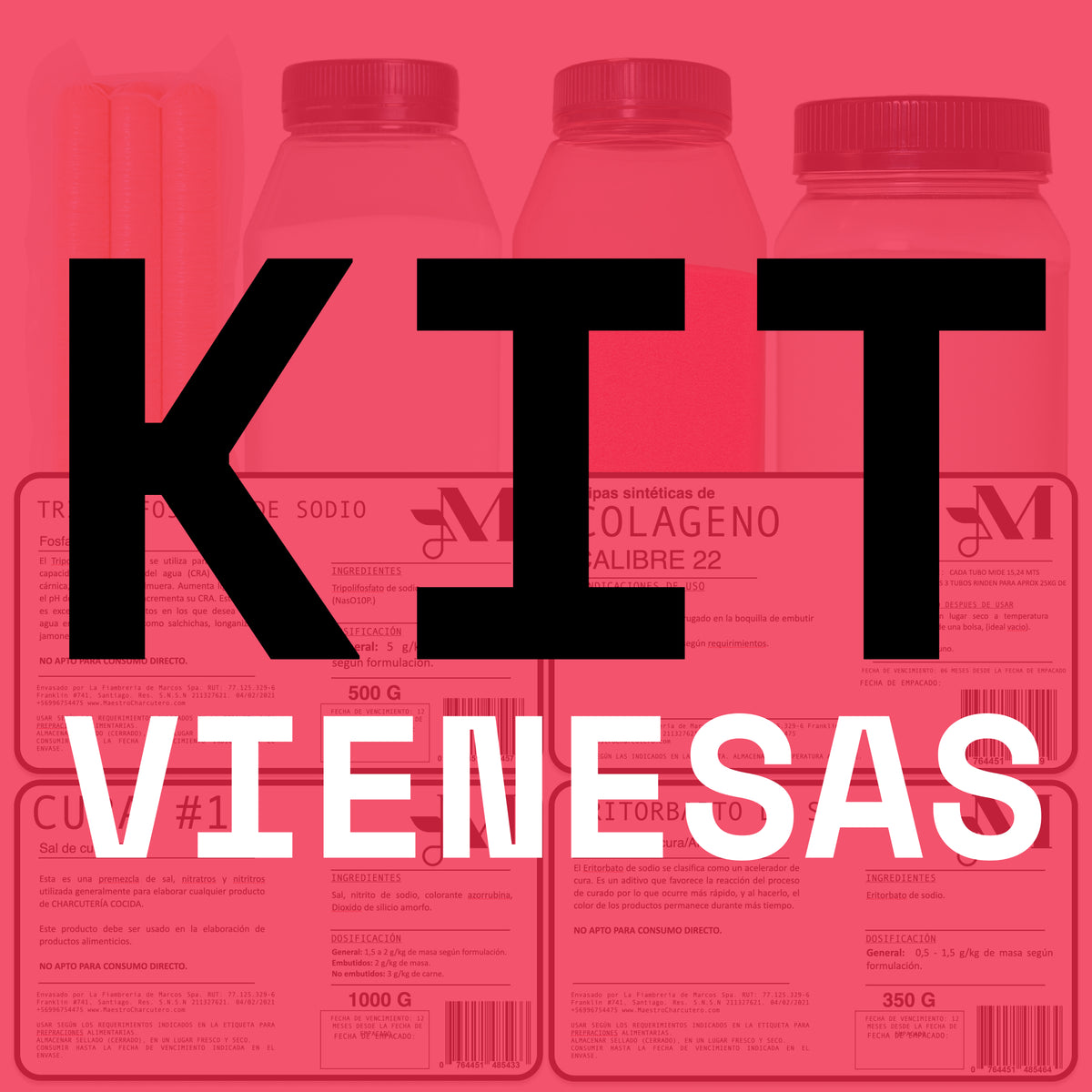 Kit Vienesas – Fosfatos (STPP) + Sal de Cura #1 + Eritorbato + Tripa de Colágeno 22 mm
